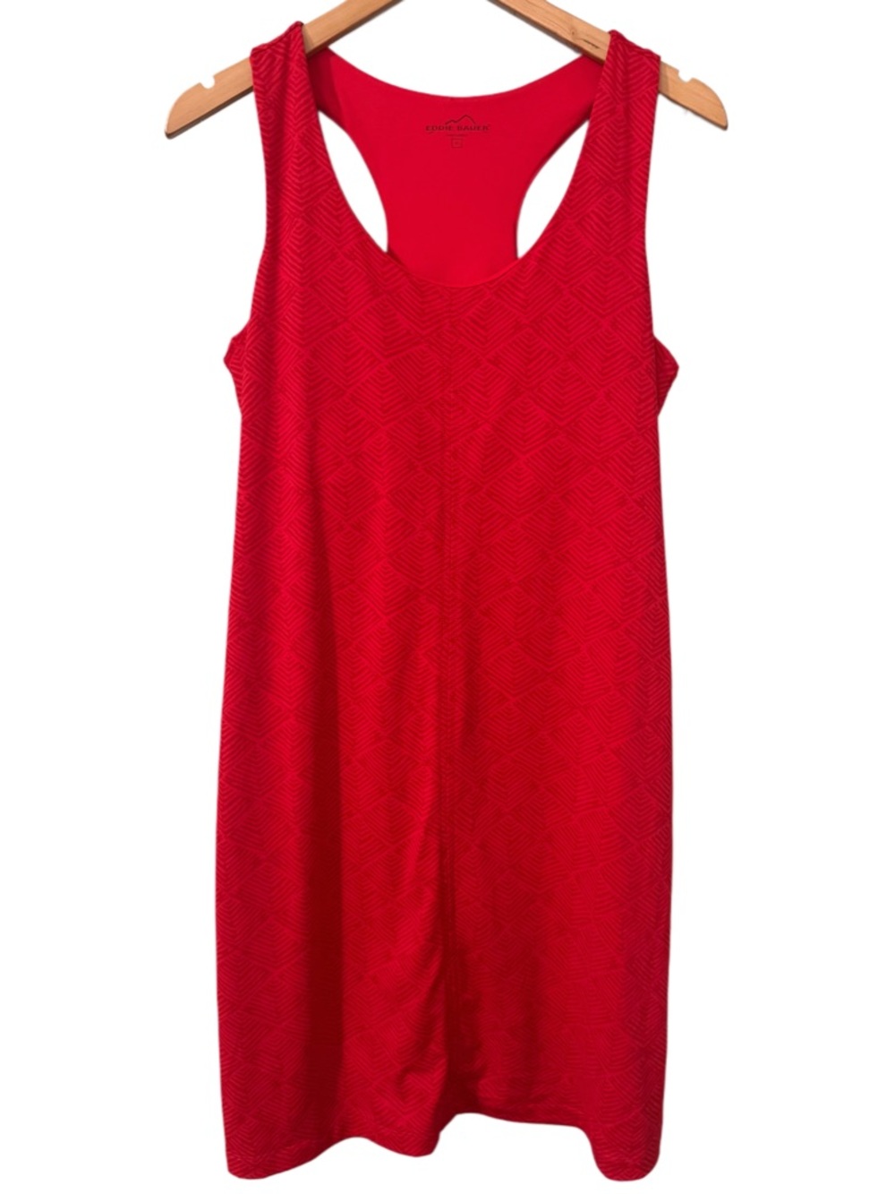 Eddie Bauer Red Geometric Print Sleeveless Racerback Athletic Midi Dress